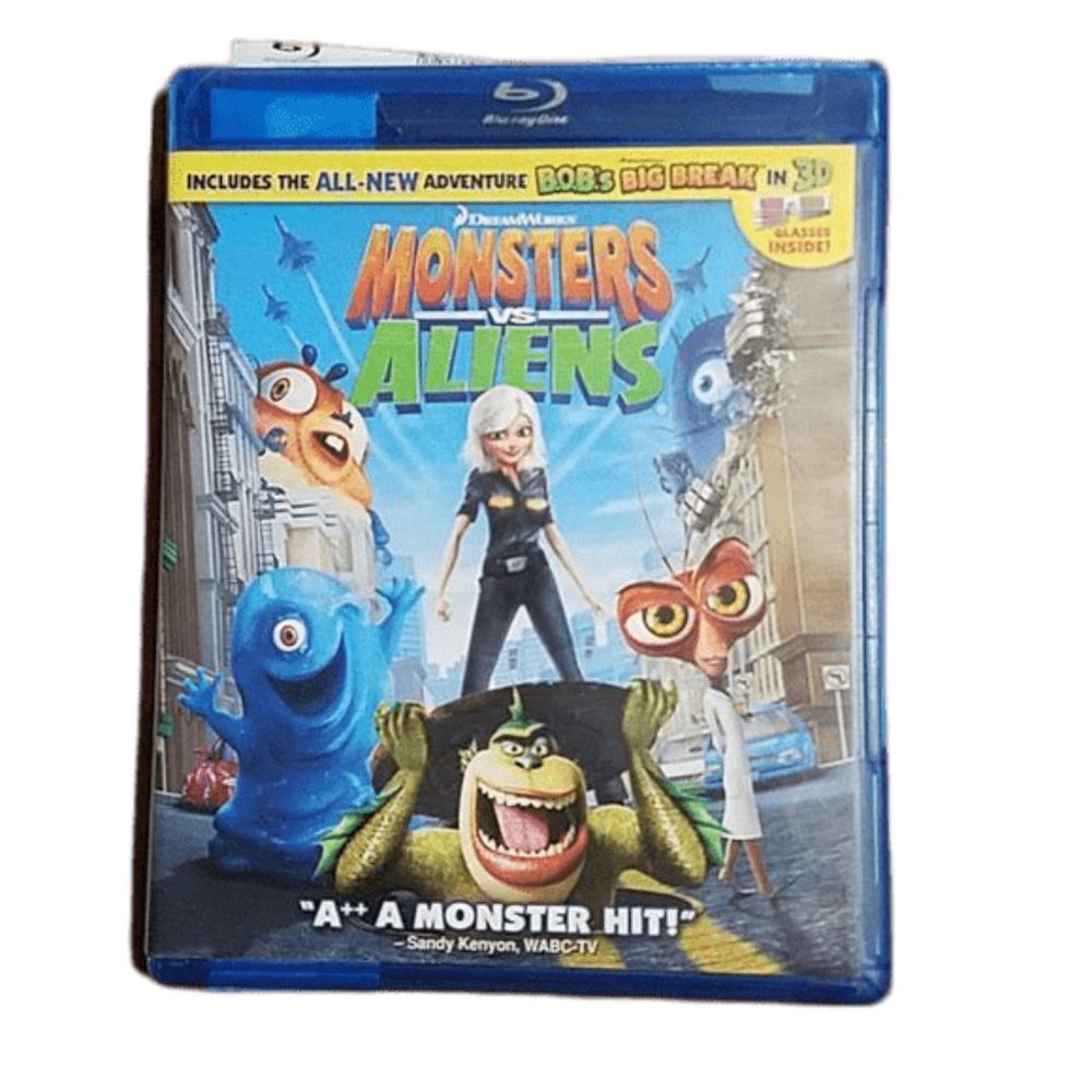 Monsters Vs Aliens Animated Blu Ray DVD 3D Movie Disc Kids Children Family